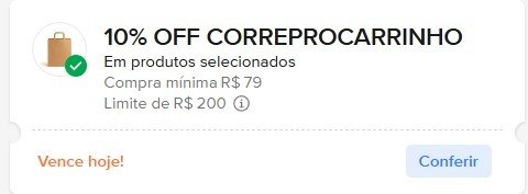 CUPOM CORREPROCARRINHO - 10% OFF nas compras acima de R$79,00