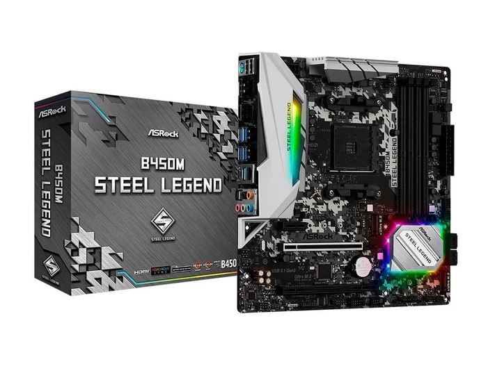 Placa-Mãe ASRock B450M Steel Legend, AMD AM4, mATX, DDR4