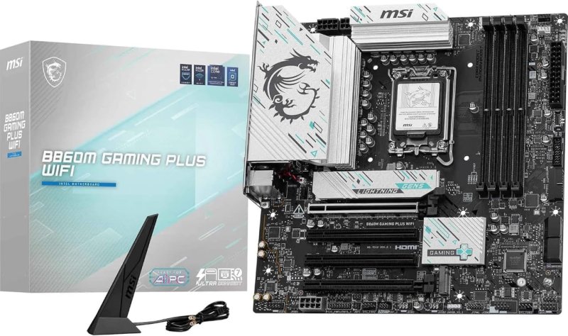 Placa Mãe MSI B860M GAMING PLUS WIFI7 (LGA 1851/4xDDR5/HDMI/DisplayPort/M.2/USB 4)