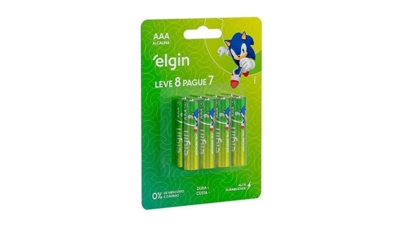 Pilha Alcalina AAA com 8 unidades Elgin Palito