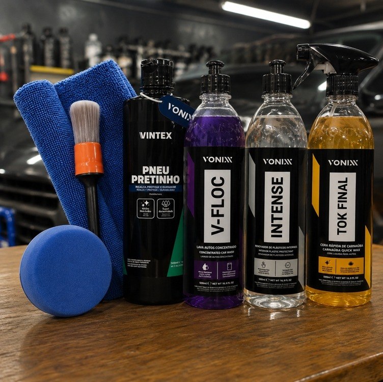 Kit Lavagem Automotiva Vonixx V-Floc Cera Intense Pretinho 500ml
