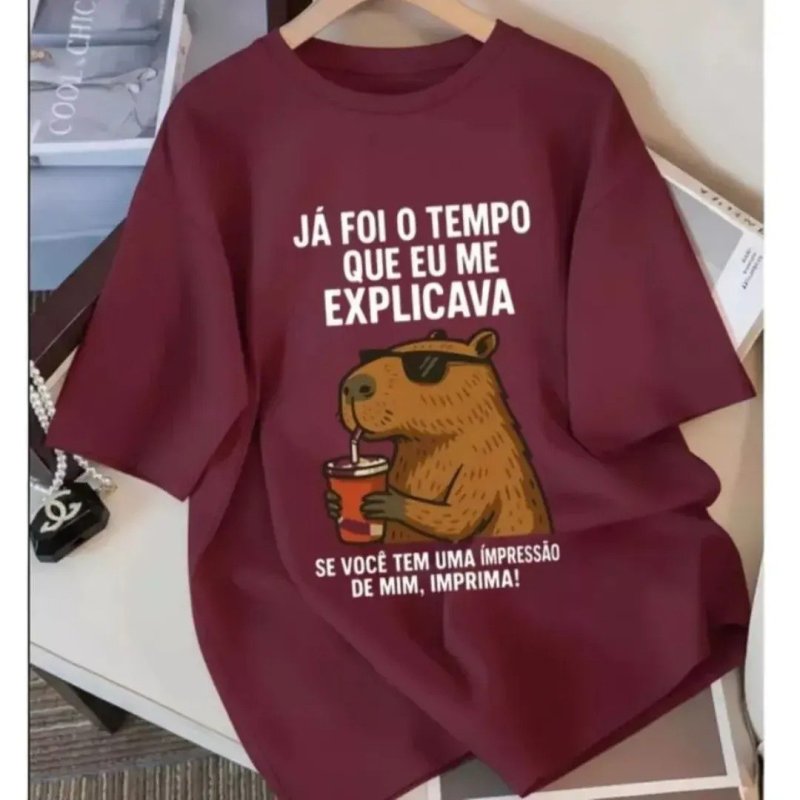 Camiseta 100% Algodão Delicada Casual Engraçada Capivara