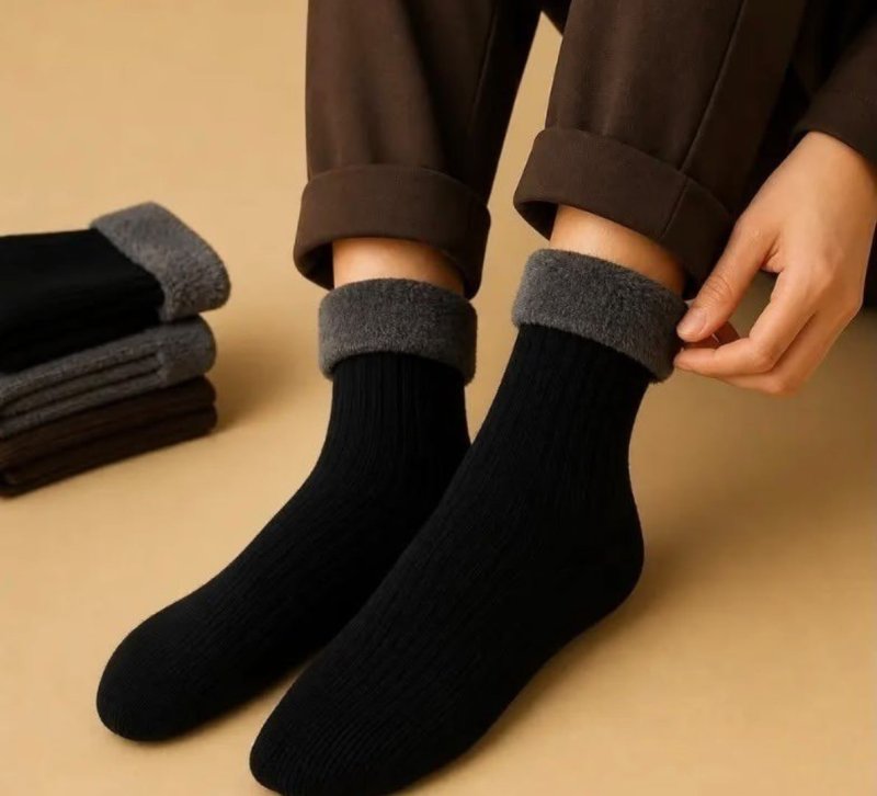 Kit 6 Meias Térmica Grossa Quente Inverno Frio Neve Forrada Cores Sortidas Liso Único 34-44