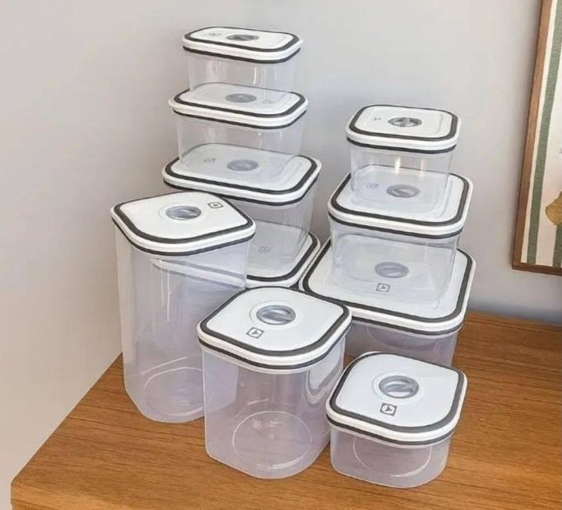 Conjunto De 10 Potes Herméticos De Plástico Electrolux Branco E Cinza