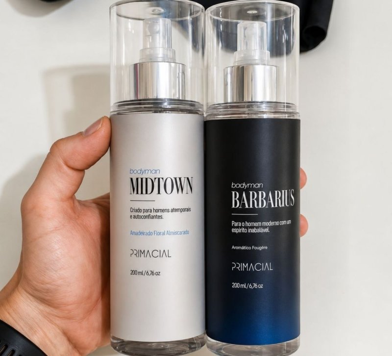 KIT BODY SPLASH MASCULINO BARBARIUS E MIDTOWN 200ML - PRIMACIAL PERFUME FRESCO AMADEIRADO