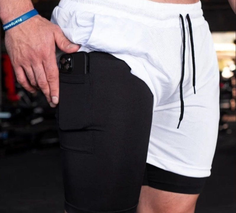 Bermuda Masculina 2 Em 1 Compressão Short Dry Fit Academia