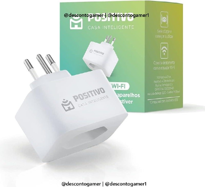 Smart Plug Wi-Fi 10A/1000W, Positivo Casa Inteligente, Ligue ou Desligue seus Eletrodomésticos Através do Celular, Compatível com Alexa