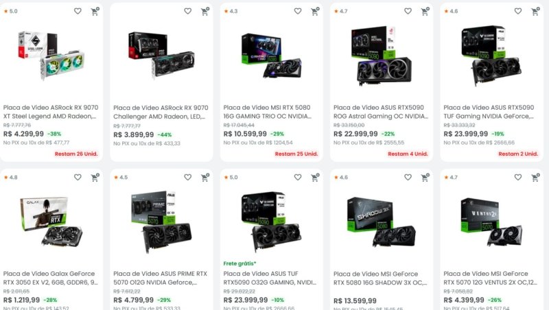 Cupom Kabum em Placas de vídeo selecionadas