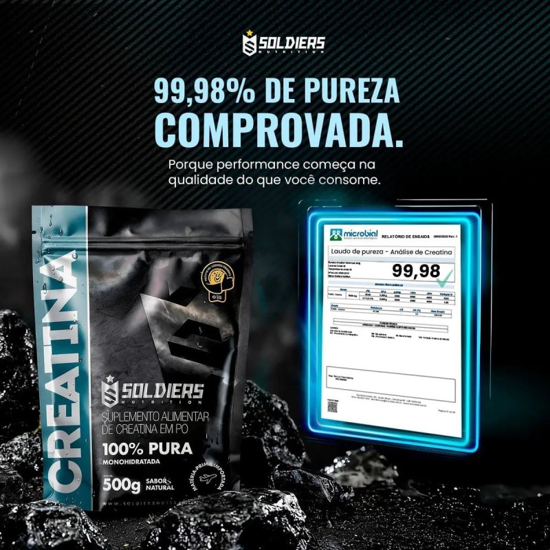 Creatina 1kg Suplemento Monohidratada Em Pó 100% Pura - Soldiers Nutrition Sem Sabor