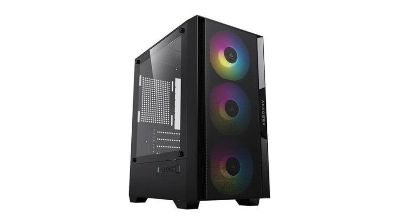 Gabinete Gamer Acegeek Stratus Mesh, Rainbow, Mid-Tower, Lateral de Vidro, Com 3 Fans