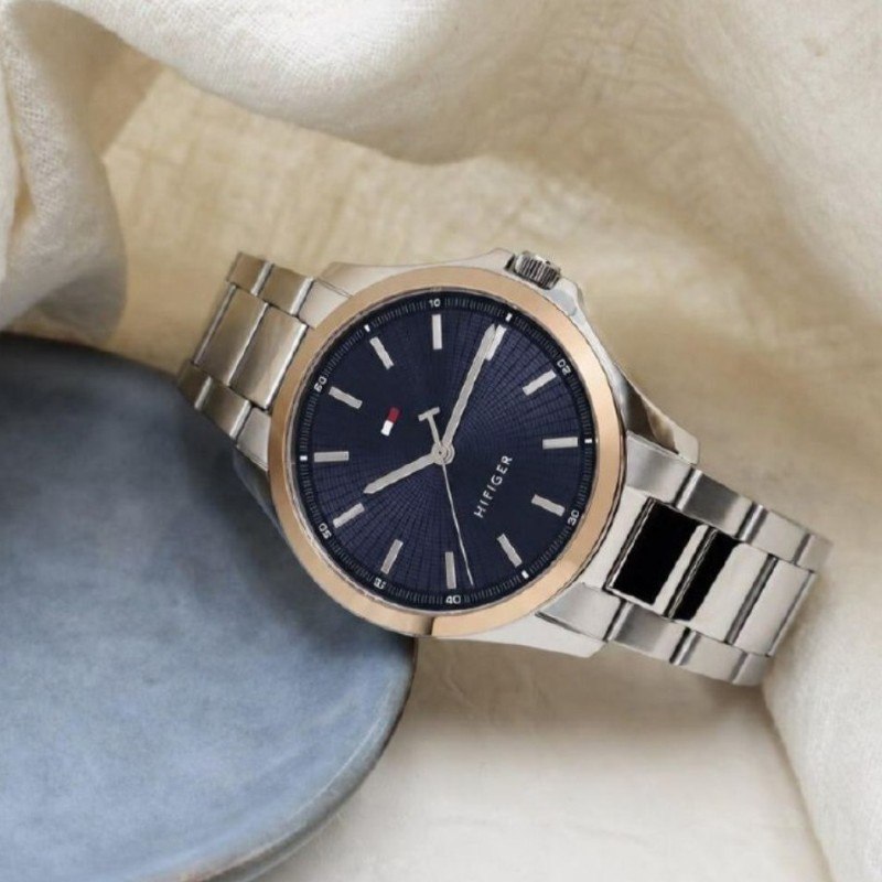 Relógio Tommy Hilfiger Masculino Aço Prateado 1710673 Prateado Azul