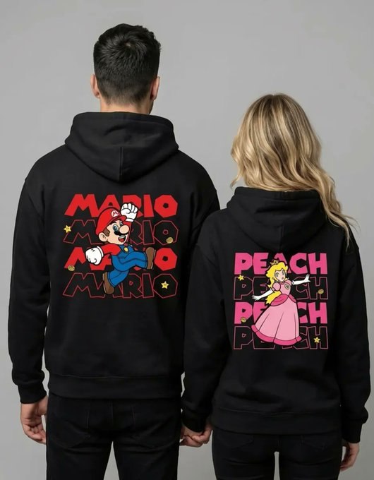 Kit Moletom Blusa De Frio Casal Namorados Mario E Peach + Frete Grátis