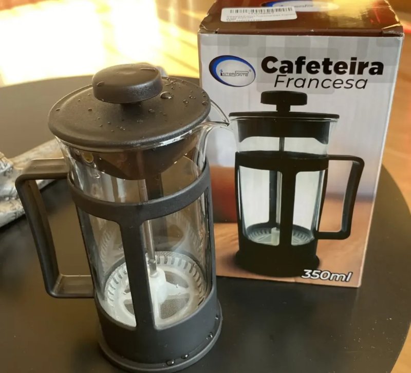 Cafeteira Prensa Francesa Café Expresso Leite Cremoso Preto