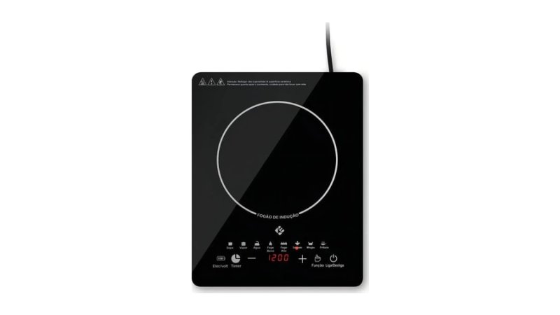 Cooktop de Indução 1 Boca Preto Painel Touch Screen