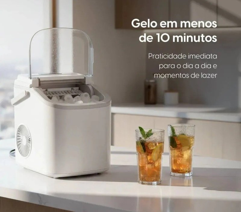 Máquina De Gelo Easy Ice 12kg Com Painel De Led Branca Elgin Branco + Frete Grátis