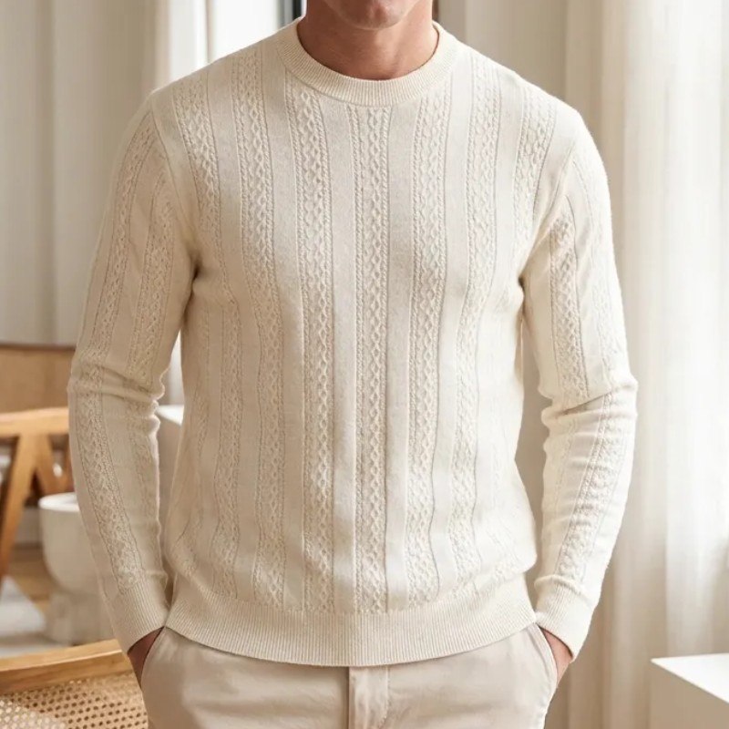 Suéter Ankor Cable Knit Tricot Trabalhado Gola Redonda