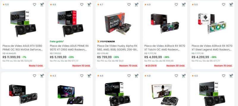 Cupom Kabum em Placas de vídeo selecionadas