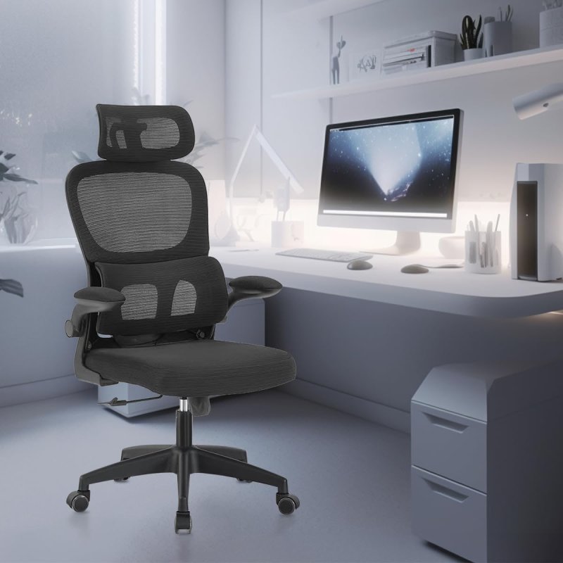 Cadeira de escritório, design ergonômico com suporte lombar independente