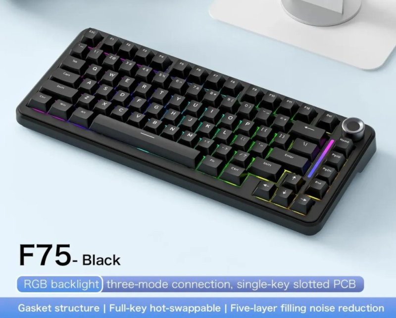 Teclado Mecânico Gamer Sem Fio Freewolf F75