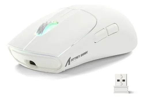 Mouse Gamer Sem Fio Attack Shark X5 Rgb White