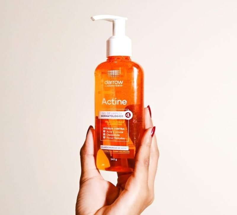 Darrow Actine Gel de Limpeza Dermatológico Facial com Ácido Salicílico, Vitamina C e Lactato de Mentila, Redução de 86% da Acne e -90% Oleosidade Imediatamente, 140g