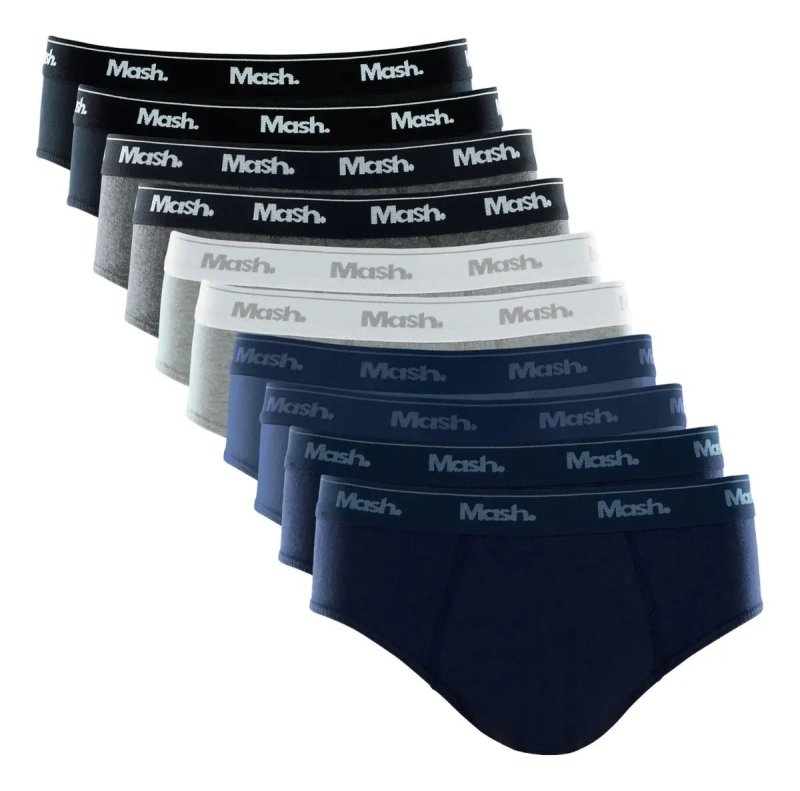 Kit 10 Cuecas Slip Mash Básica Masculina Algodão