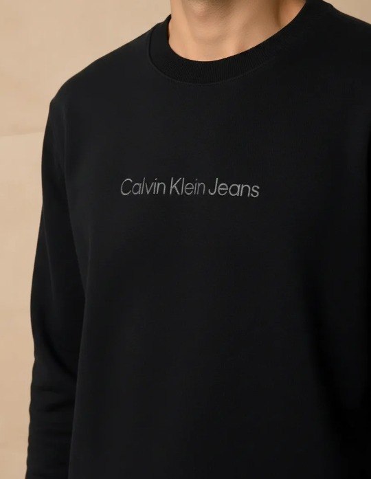 Moletom Calvin Klein Crewneck Light Front Logo Preto + Frete Grátis