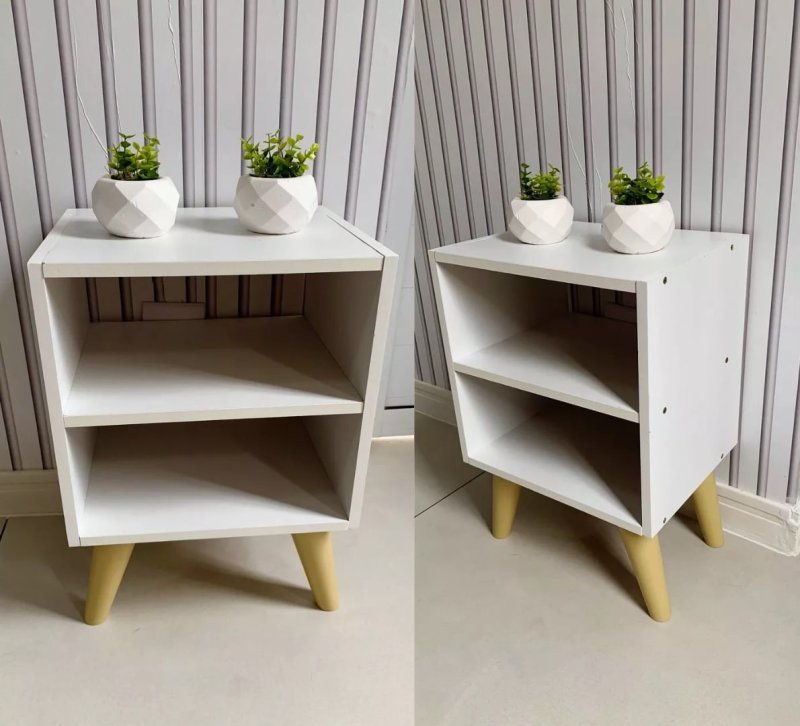 Mesa de Cabeceira Retrô Compacta com Nicho para Quarto Sala Casal ou Solteiro Palma