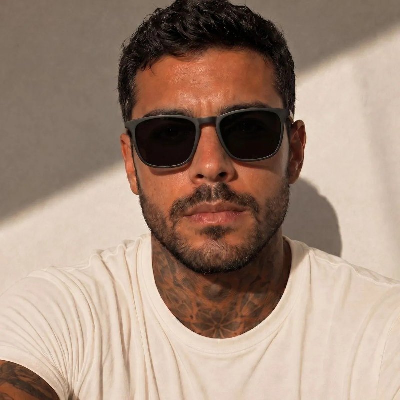 Óculos De Sol Masculino Moderno Estiloso Casual Uv Premium Quadrado Preto