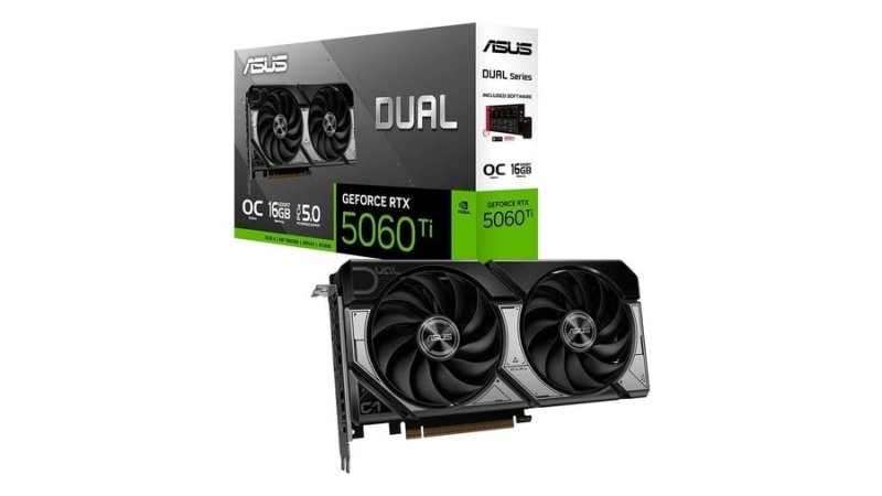 Placa de Vídeo ASUS DUAL RTX 5060 TI O16G NVIDIA GeForce