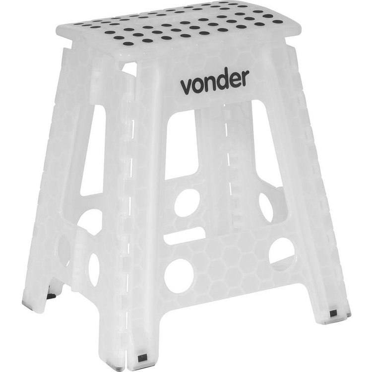 Banqueta Plástica Dobrável, Branca, Altura 450 Mm, Vonder