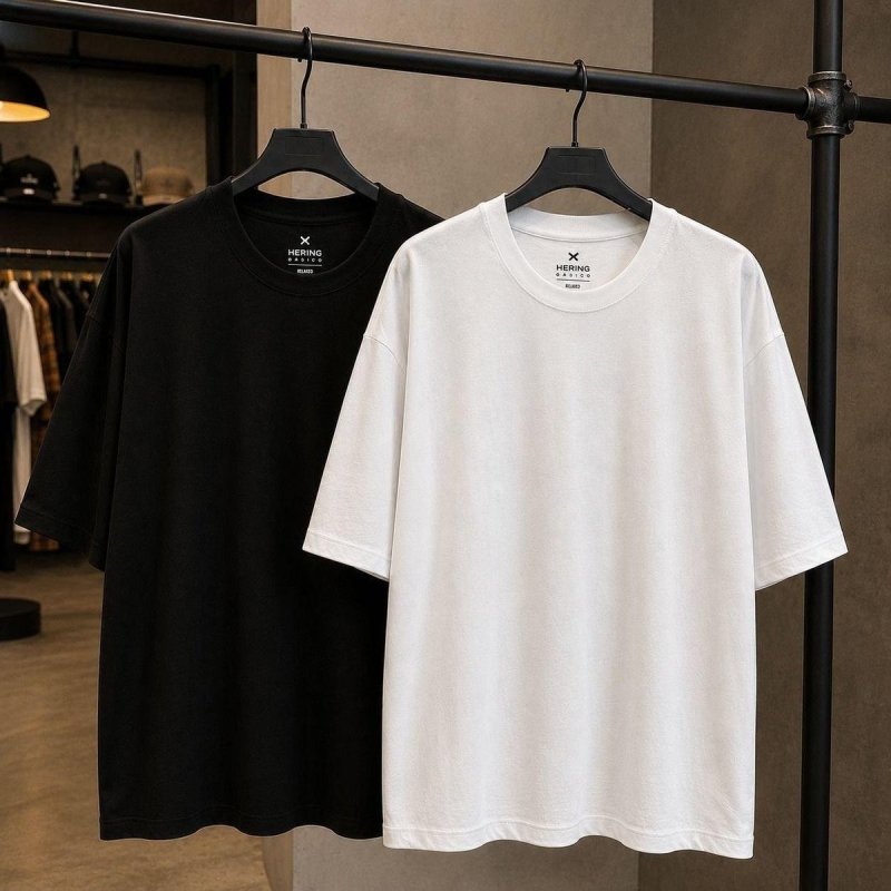 Kit Com 2 Camisetas Masculinas Básicas Relaxed Hering Adulto