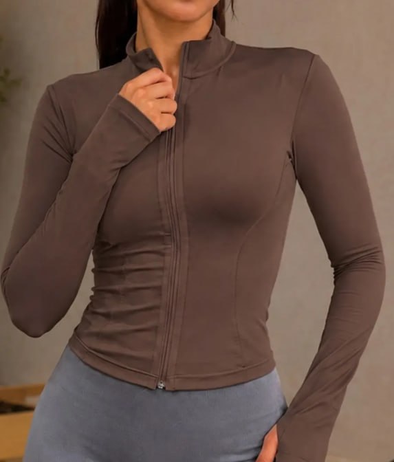 Jaqueta Yoga Fitness Feminina Zíper Manguito