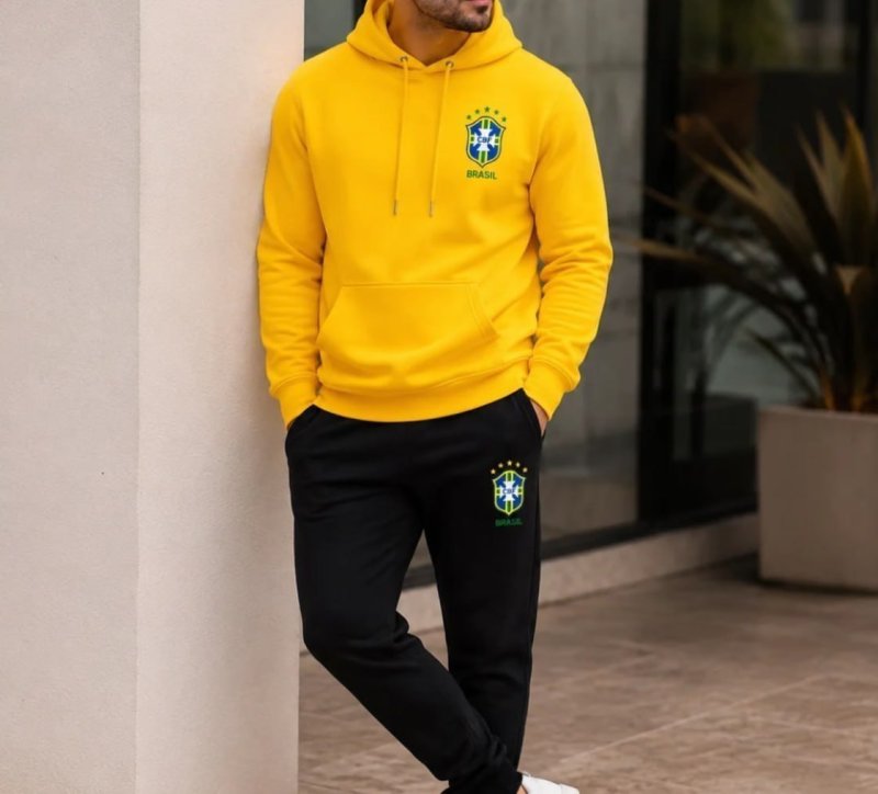Conjunto Moletom Canguru Calça Blusa Seleção Brasileira