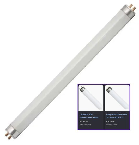 Lâmpada Fluorescente Tubular T8 10W 6400K Luz branca G-light