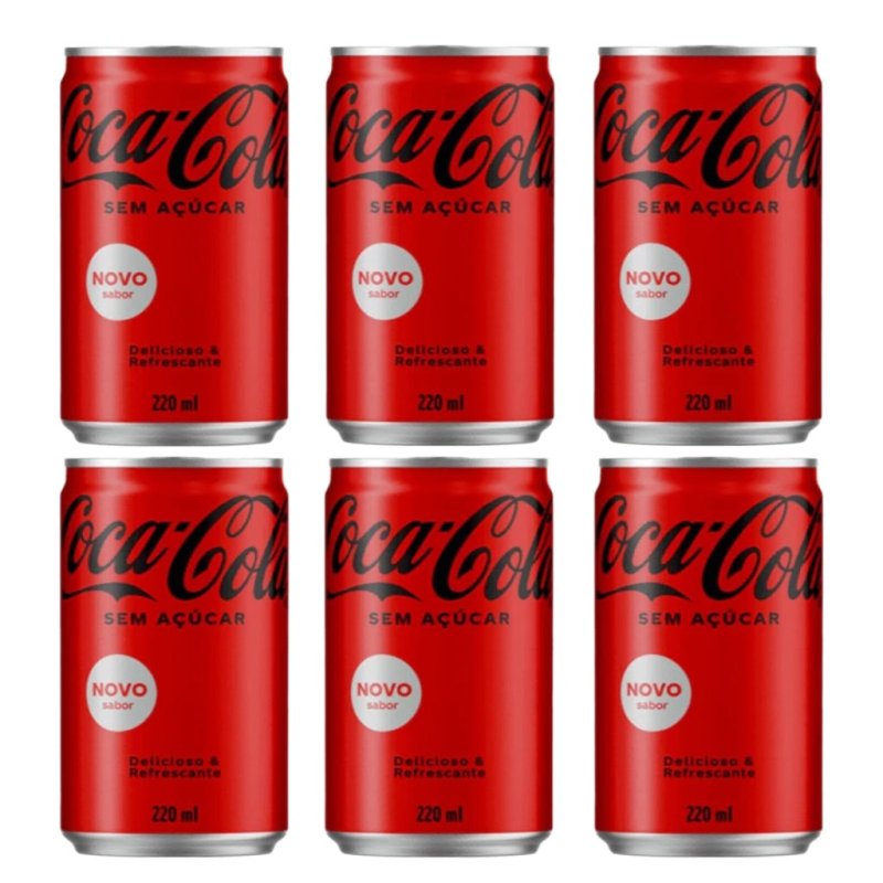 Pack 6 Refrigerante Coca Cola Original Mini Lata 220 ml