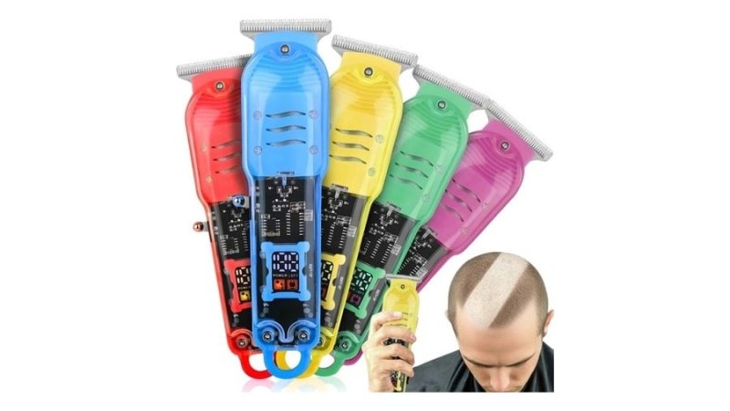 Máquina De Cortar Cabelo Profissional Smart Lcd Barbeador Elétrico Transparente Sem Fio Para Homens