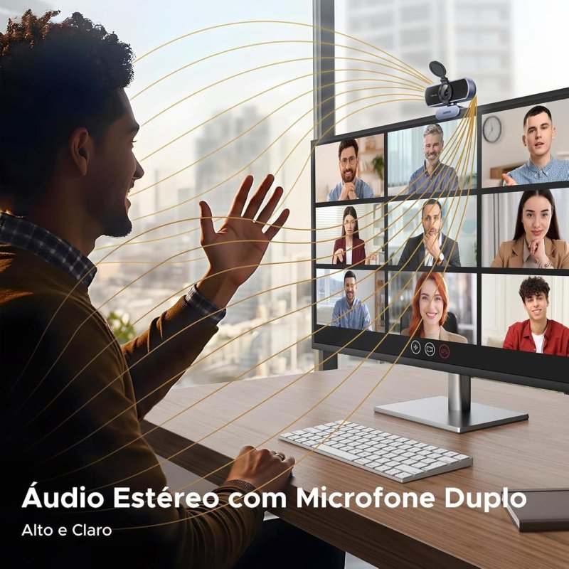 Webcam UGREEN 2K QHD com Microfone Antirruído