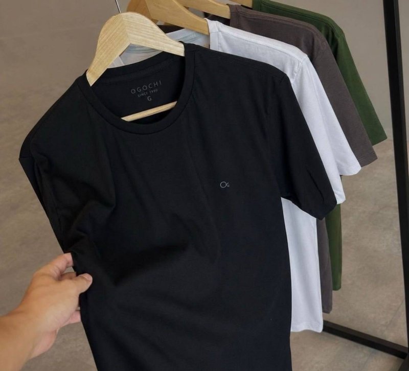 Camiseta Masculina Básica Slim Algodão - Várias Cores Ogochi