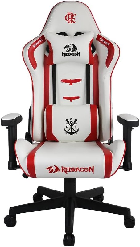 Cadeira Gamer Redragon Flamengo Glory Branco e Vermelho Até 135 Kg FL807-W