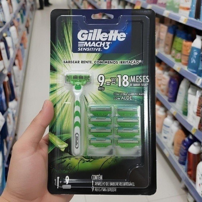 Gillette Aparelho De Barbear Mach3 Sensitive + 9 Cargas + Frete Grátis