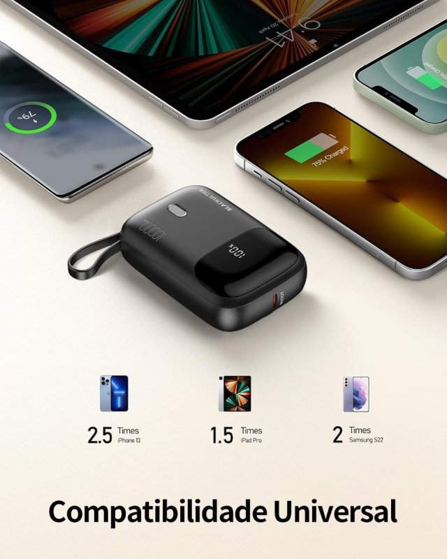 Power Bank Blackultra 10.000mAh 22,5W com Display LED