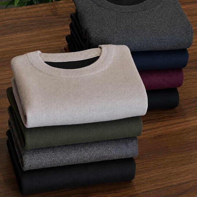 Blusa Tricô de Lã Suéter Gola Careca