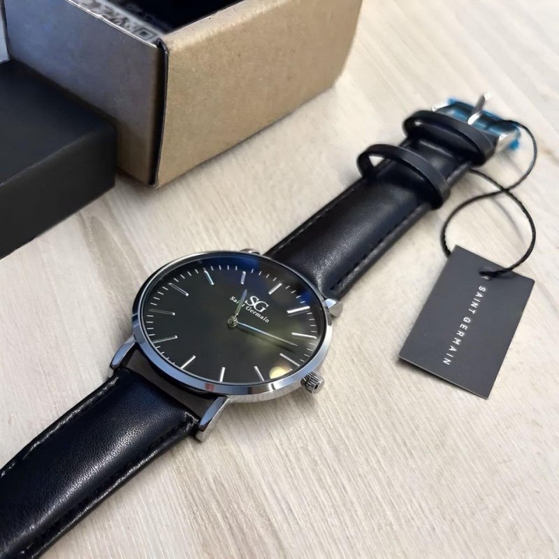 Relógio Masculino Saint Germain Murray Caixa Prateada De 40mm Preto Prateado