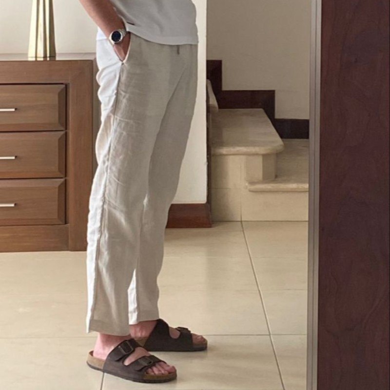 Calça Linho Masculino Social Casual C/bolsos Tecido Premium