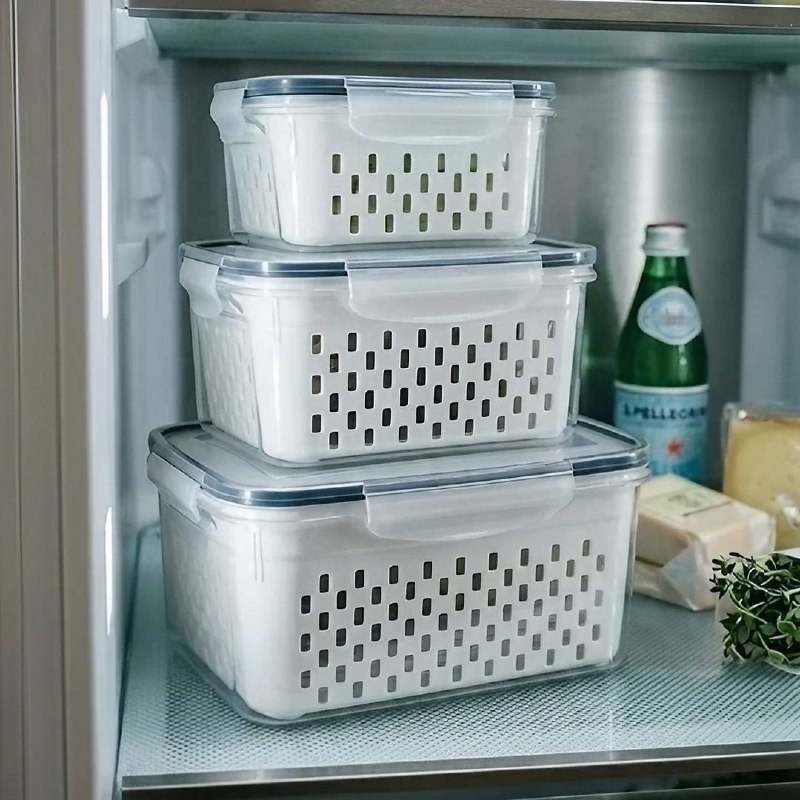 Kit com 3 Organizadores Geladeira com Tampas