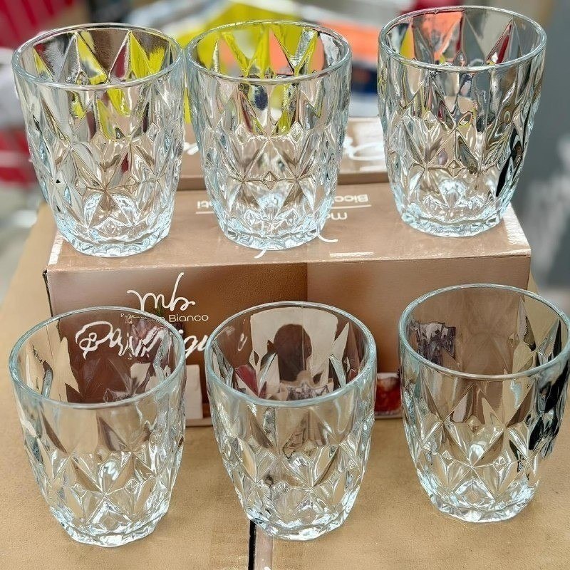 Jogo com 6 Copos Diamond Vidro 300ml + Frete Grátis