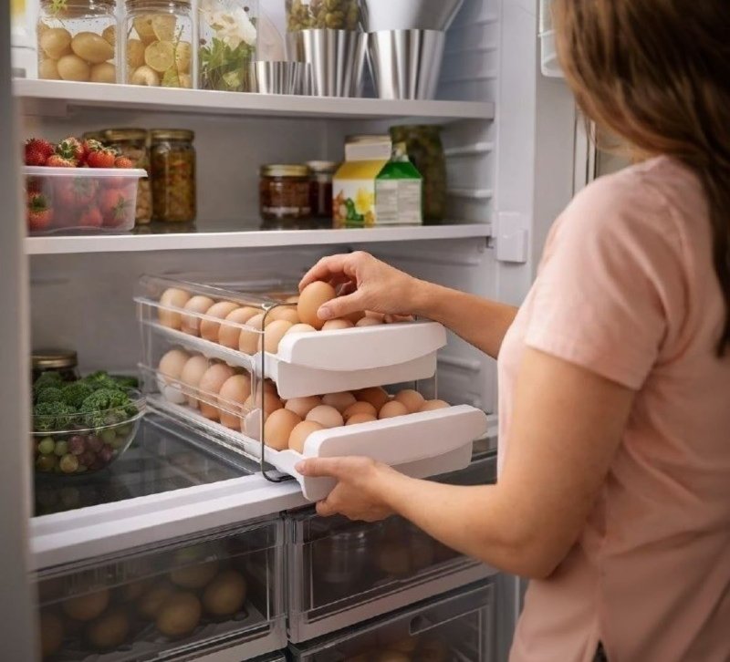 Organizador Porta Ovos 40un Com Tampa Geladeira Cozinha Branco