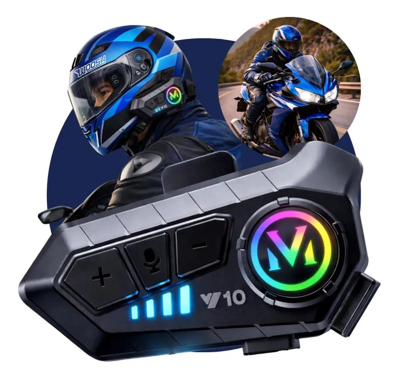 Woosh Fone Ouvido Capacete Bluetooth - Intercomunicador RGB Sem Fio GPS