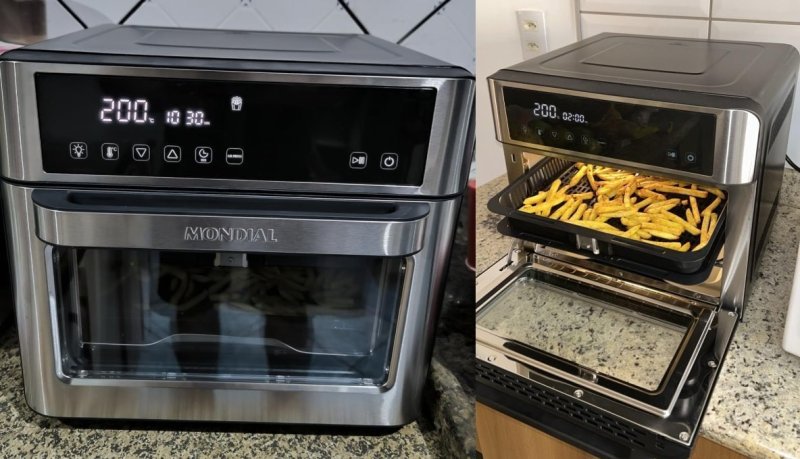 MONDIAL Fritadeira Air Fryer Forno Oven Digital 25L, Preto/Inox, 2000W, 110V - AFO-25L-BI